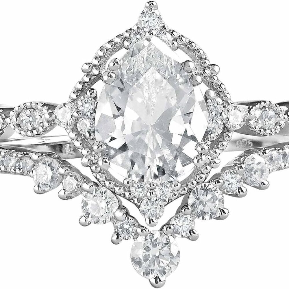 Wedding Rings for Women Sterling Silver Cubic Zirconia Engagement Sets